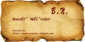 Benő Nándor névjegykártya